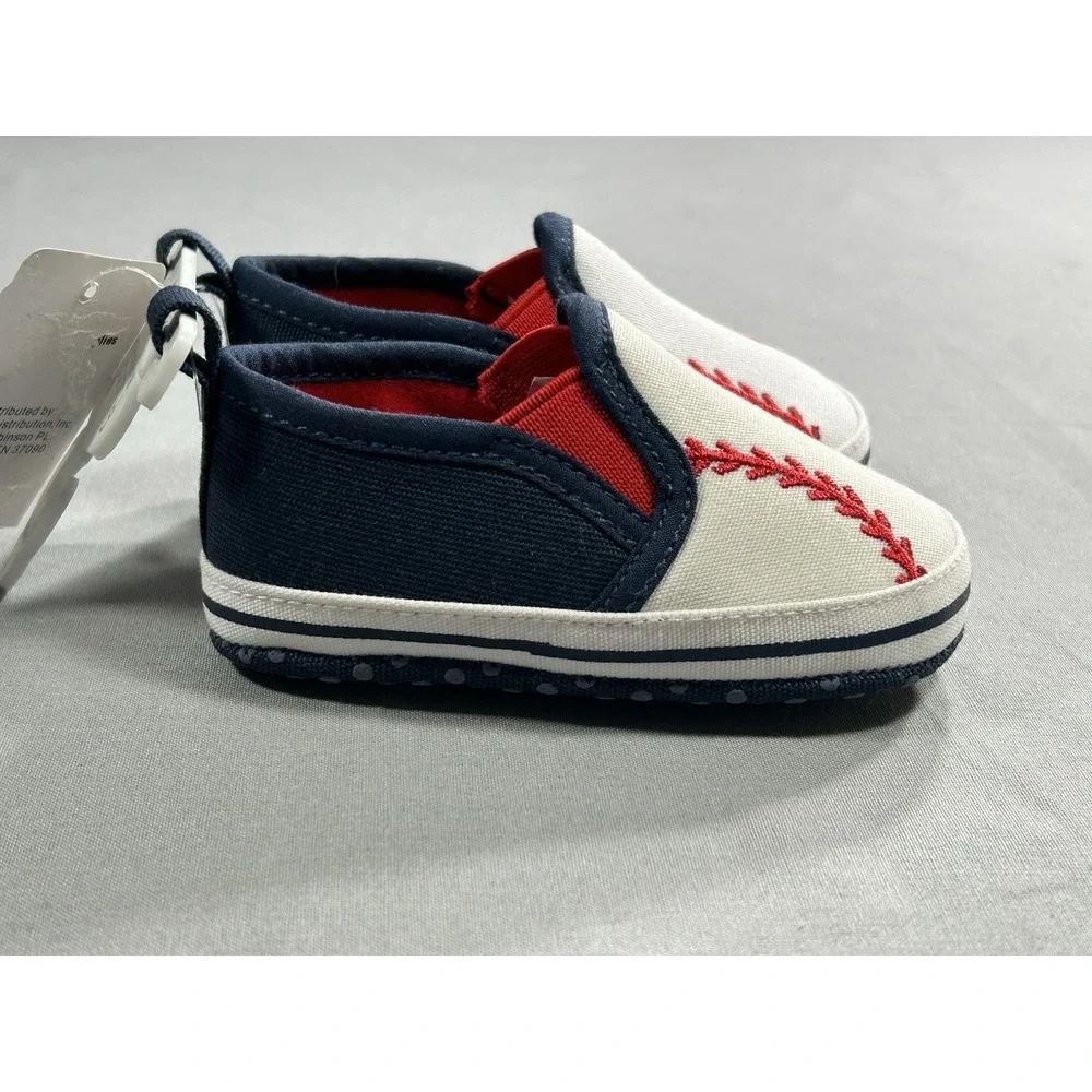 New Rising Star Baseball Baby Shoes 6-9‎ Month Right Shoe Has Yellowed From Sun